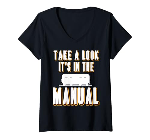 Damen Sieh nach, Steht Alles im Handbuch Nerd Humor T-Shirt mit V-Ausschnitt Damen Sieh nach, Steht Alles im Handbuch Nerd Humor T-Shirt mit V-Ausschnitt von Fans Eisenbahn Bau Regelbuch Liebhaber