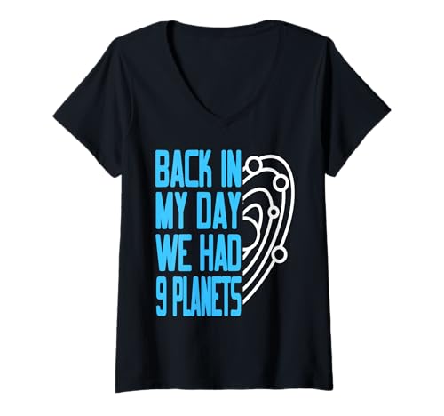 Damen Damals Gab Es 9 Planeten Retro Weltraum Spruch T-Shirt mit V-Ausschnitt Damen Damals Gab Es 9 Planeten Retro Weltraum Spruch T-Shirt mit V-Ausschnitt von Fans Von Astronomie Und Pluto Erinnerung