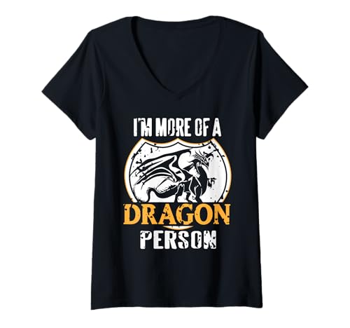 Damen Ich Bin Mehr EIN Drachenfan Fantasy Kreatur Humor T-Shirt mit V-Ausschnitt Damen Ich Bin Mehr EIN Drachenfan Fantasy Kreatur Humor T-Shirt mit V-Ausschnitt von Fans Von Drachen Mythen Rollenspiele Kreativ