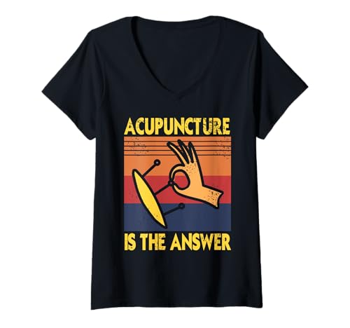 Damen Akupunktur Ist Die Antwort Vintage Wellness T-Shirt mit V-Ausschnitt Damen Akupunktur Ist Die Antwort Vintage Wellness T-Shirt mit V-Ausschnitt von Fans Von Entspannung Und Alternativer Medizin