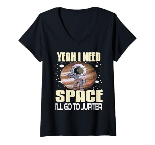 Damen Fernweh Nach Weltraum Flucht Nach Jupiter Witzig T-Shirt mit V-Ausschnitt von Fans Von Jupiter Und Astronauten