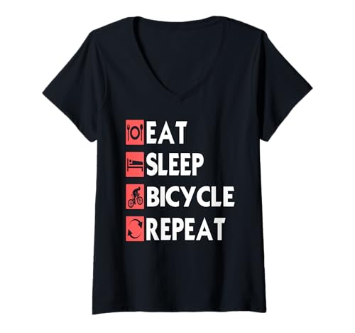 Damen ISS Ruh Dich Aus Fahrrad Fahre Wieder Lustiger Alltag T-Shirt mit V-Ausschnitt Damen ISS Ruh Dich Aus Fahrrad Fahre Wieder Lustiger Alltag T-Shirt mit V-Ausschnitt von Fans Von Radfahren Und Outdoor Abenteuer