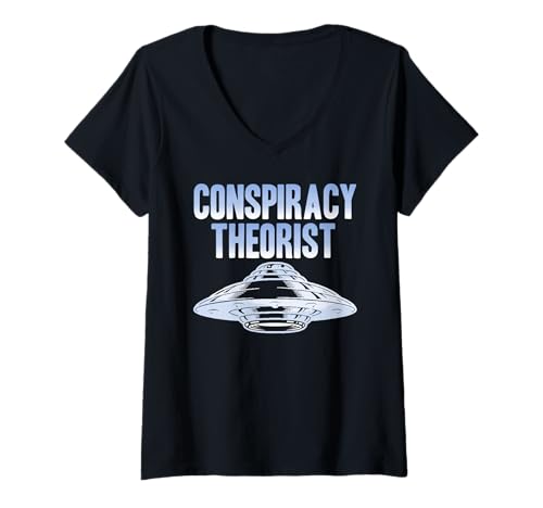 Damen Verschwörungstheoretiker UFO Alien Raumwitz T-Shirt mit V-Ausschnitt von Fans Von Sci-Fi Verschwörungen Und Galaxien