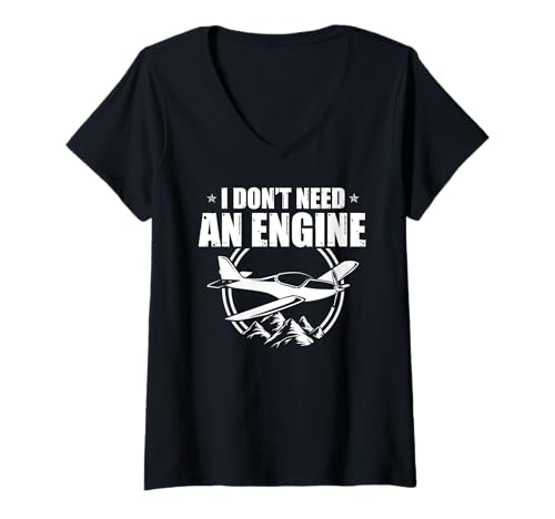 Damen Segelflug Ohne Motor Spaß Für Piloten T-Shirt mit V-Ausschnitt Damen Segelflug Ohne Motor Spaß Für Piloten T-Shirt mit V-Ausschnitt von Fans Von Segelfliegen Und Flugzeughumor