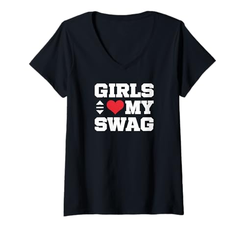 Damen Mädchen Mögen Meinen Swagger Lustiger Ausdruck Mit Stil T-Shirt mit V-Ausschnitt Damen Mädchen Mögen Meinen Swagger Lustiger Ausdruck Mit Stil T-Shirt mit V-Ausschnitt von Fans Von Urbaner Stimmung Und Humor