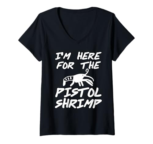 Damen Ich Bin Hier Für Den Pistolenkrebs Meerestier Spaß T-Shirt mit V-Ausschnitt Damen Ich Bin Hier Für Den Pistolenkrebs Meerestier Spaß T-Shirt mit V-Ausschnitt von Fans von Krustentieren und Ozeanwitz