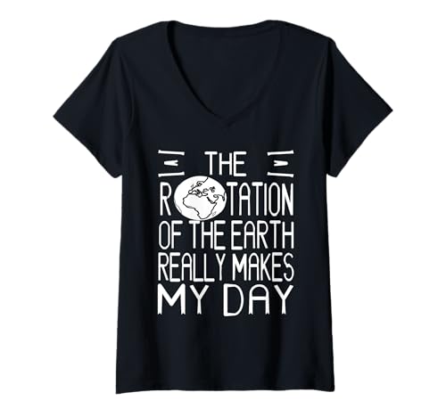 Damen Erdrotation Witz Wissenschaft Humor Nerdig Denken T-Shirt mit V-Ausschnitt Damen Erdrotation Witz Wissenschaft Humor Nerdig Denken T-Shirt mit V-Ausschnitt von Fans von Physik und Lustige Astronomie