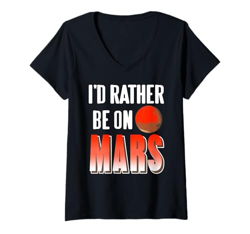 Damen Vom Leben Auf Dem Mars Träumen Roter Planet Humor T-Shirt mit V-Ausschnitt von Fans von Sci-Fi, Mars und Weltraum