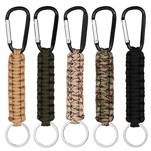 Fanshiontide 5 Stück Paracord Schlüsselanhänger mit Karabinerhaken Geflochtene Schlüsselband Lanyard für Autoschlüssel Flasche Camping Wandern Outdoor Wanderrucksack von Fanshiontide