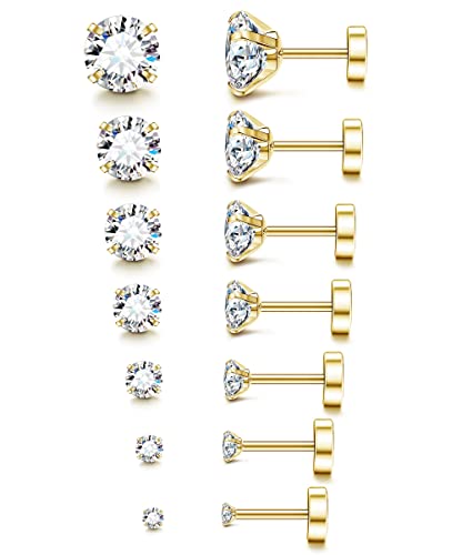 Fansilver 20G Hypoallergene Flache Rückseite Ohrringe für Damen Herren Silber 14K Gold Edelstahl Ohrstecker Brithstone Zirkonia Ohrstecker Chirurgenstahl Knorpel Ohrringe für Empfindliche Ohren, Fansilver 20G Hypoallergene Flache Rückseite Ohrringe für Damen Herren Silber 14K Gold Edelstahl Ohrstecker Brithstone Zirkonia Ohrstecker Chirurgenstahl Knorpel Ohrringe für Empfindliche Ohren, von Fansilver