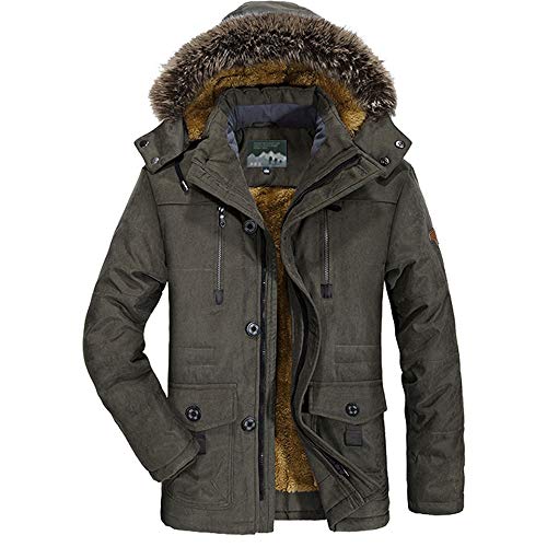 FANSU Steppjacke Herren mit Kapuze, Männer übergangsjacke Outdoor Leicht Casual Herbst Mantel Reißverschluss Winterjacke Winddicht Daunenjacke Gepolstert Freizeitjacke (Armeegrün,XXL) von FANSU