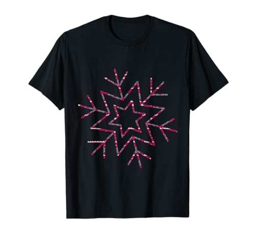 Fantabulous Acc Damen, Mädchen, Jungen Unisex-Erwachsene Schneeflocke Weihnachten T-Shirt Schwarz Klein EU S Kurzarm Klassisch Pull-On Winter Christmas Women's T-Shirt von Fantabulous Acc