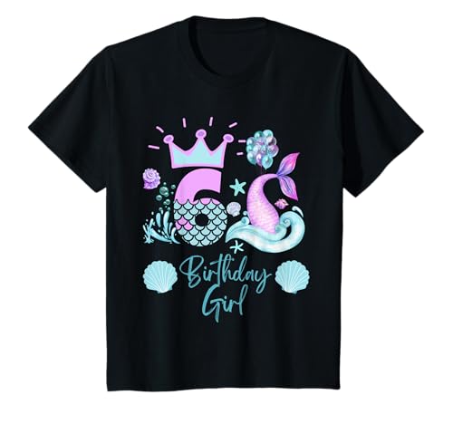 Mädchen 6. Geburtstag Meerjungfrau 6 Jahre alt lustig T-Shirt von Fantabulous Kids