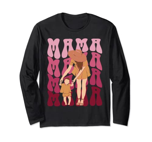 Retro 80er Jahre Mama und Baby Walking First Steps Groovy Style Langarmshirt Retro 80er Jahre Mama und Baby Walking First Steps Groovy Style Langarmshirt von Fantabulous Mom