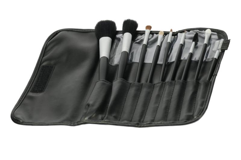Fantasia Beauty Kosmetikpinsel-Set Pinseltasche mit 9 Puder- und Kosmetikpinseln, Klettverschluß, 1 tlg., 9 Puder und Kosmetikpinsel, Naturhaar von Fantasia Beauty