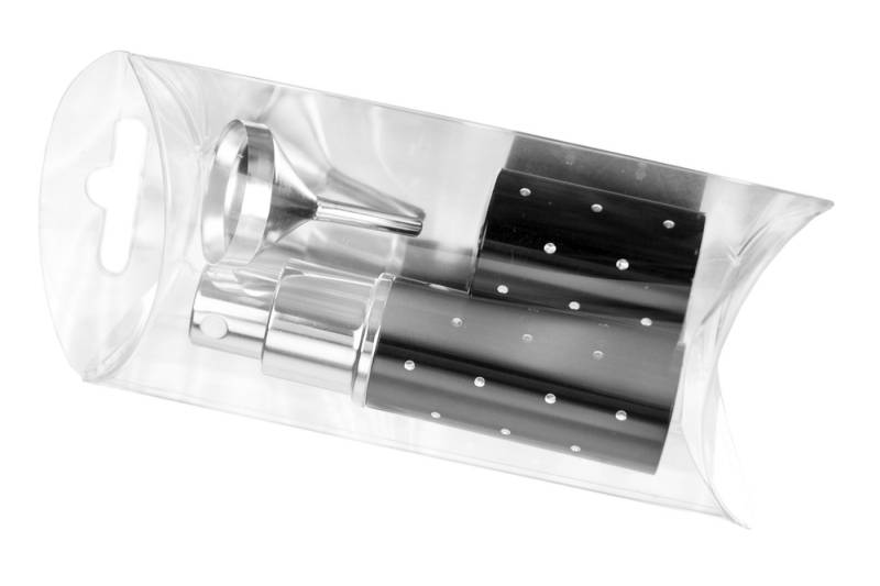 Fantasia Beauty Parfümzerstäuber Taschenzerstäuber Schwarz für 10 ml + Trichter silberfarben (1 St), Parfümzerstäuber Schwarz mit Trichter silberfarben von Fantasia Beauty