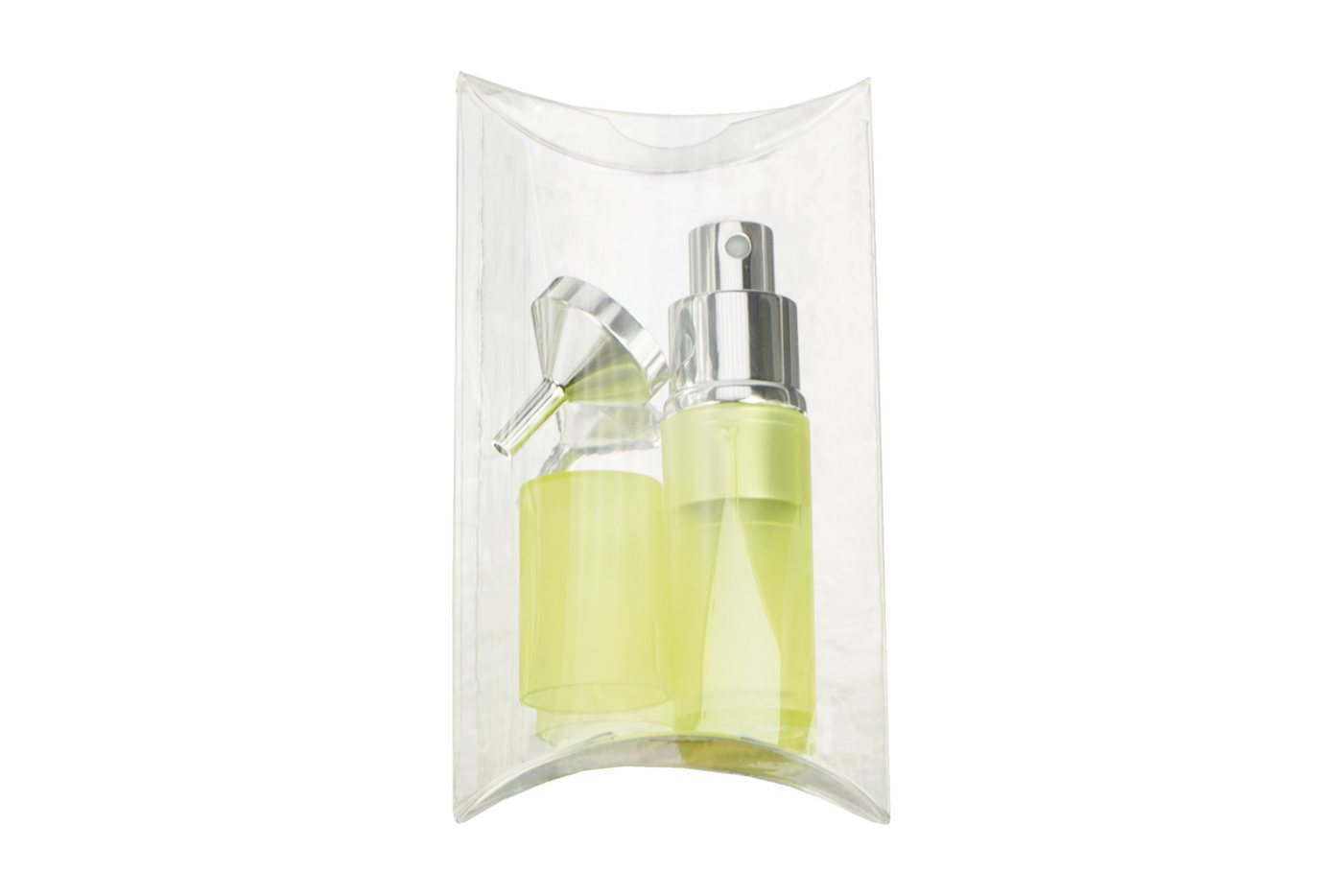 Fantasia Beauty Parfümzerstäuber Taschenzerstäuber transparent grün für 8 ml + Trichter chromfarben (1 St), super zum Verschenken von Fantasia Beauty