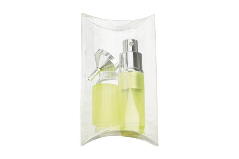 Fantasia Beauty Parfümzerstäuber Taschenzerstäuber transparent grün für 8 ml + Trichter chromfarben (1 St), super zum Verschenken von Fantasia Beauty