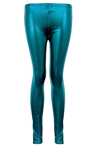 Fantasia Boutique® Damen Metallisch Glänzend Wetlook PVC Damen Disco Hose Sexy Dance Leggings - Türkis, 36-38 von Fantasia Boutique