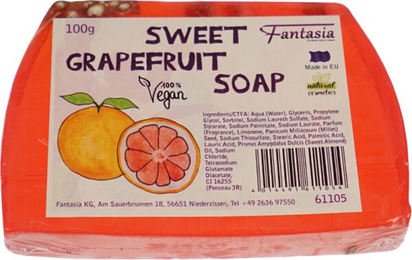 Fantasia Handgearbeitete Seifen 100% Vegan 100 g Grapefruit von Fantasia