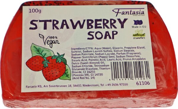 Fantasia Handgearbeitete Seifen 100% Vegan 100 g Strawberry von Fantasia