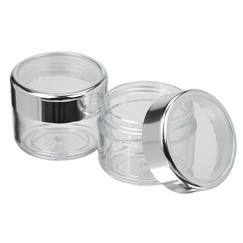 Fantasia - Kosmetik-Dose, Kunststoff, Silber/Glashell für 20 ml, Ø 4 cm, Höhe: 3,2 cm von Fantasia