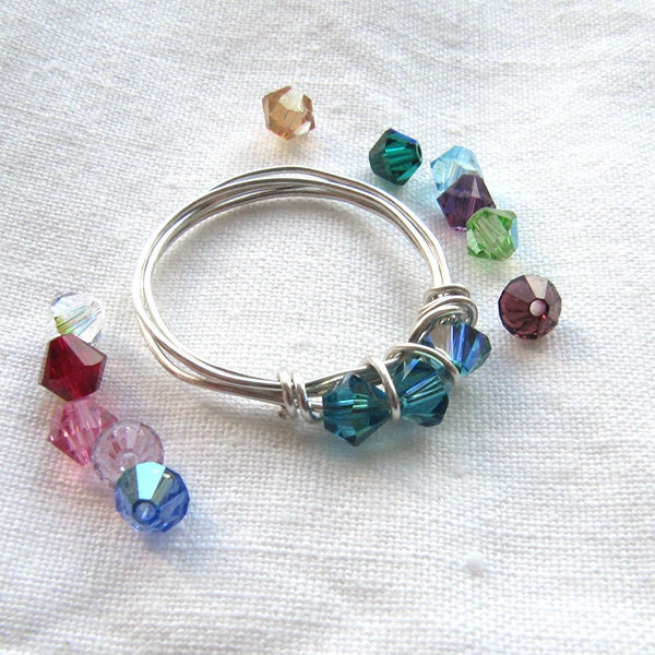 Geburtsstein Ring - Swarovski Kristall Kinderringe Mädchenringe Kinderschmuck von Fantasidea