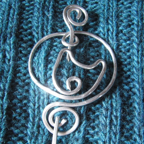 Kitty Katze Pin Brosche Für Tücher, Pullover, Schals, Jacken, Wraps, Pin, Schalnadel, Gestrickte Schalnadel von Fantasidea