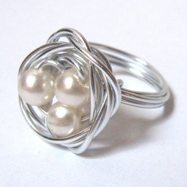 Nest Ring Robin Silber Und Perlen, Geschenk Für Mutter, Neugeborene, Familie von Fantasidea