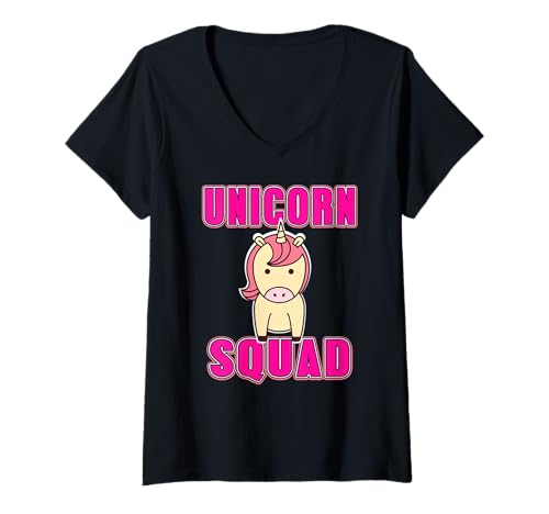 Damen Einhorn Squad Magisch Lustig Süß Pastell Regenbogen T-Shirt mit V-Ausschnitt Damen Einhorn Squad Magisch Lustig Süß Pastell Regenbogen T-Shirt mit V-Ausschnitt von Fantasie Kawaii Gruppenfans Einhorn Outfit