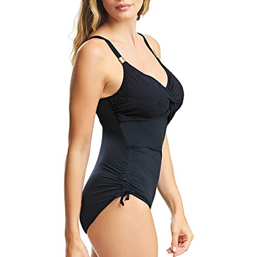 Fantasie Ottawa Underwire Twist Front Swimsuit with Adjustable Legs in Black (FS6360) *Sizes D-GG* von Fantasie