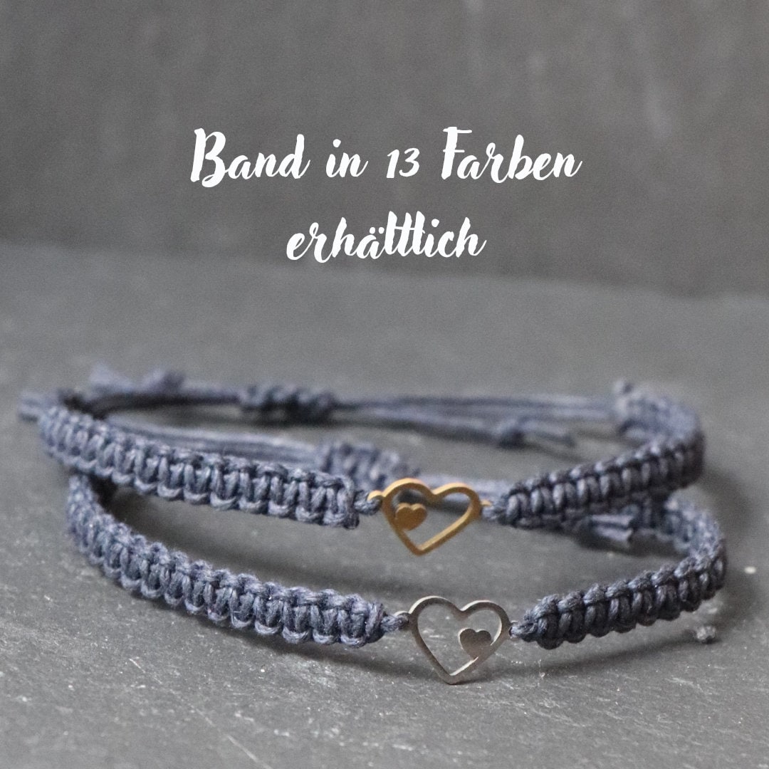 Makramee Armband Herz in Edelstahl I Partnerarmband Freundschaftsarmband Makramee Armband Herz in Edelstahl I Partnerarmband Freundschaftsarmband von Fantasieschmuck