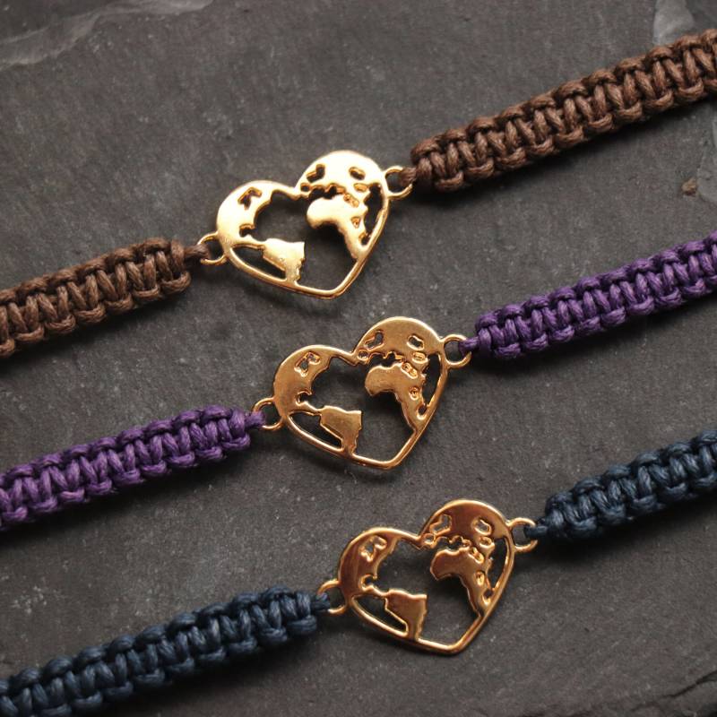 Makramee Armband Mit Weltkarte Gold I Freundschaftsarmband Partnerarmband Makramee Armband Mit Weltkarte Gold I Freundschaftsarmband Partnerarmband von Fantasieschmuck