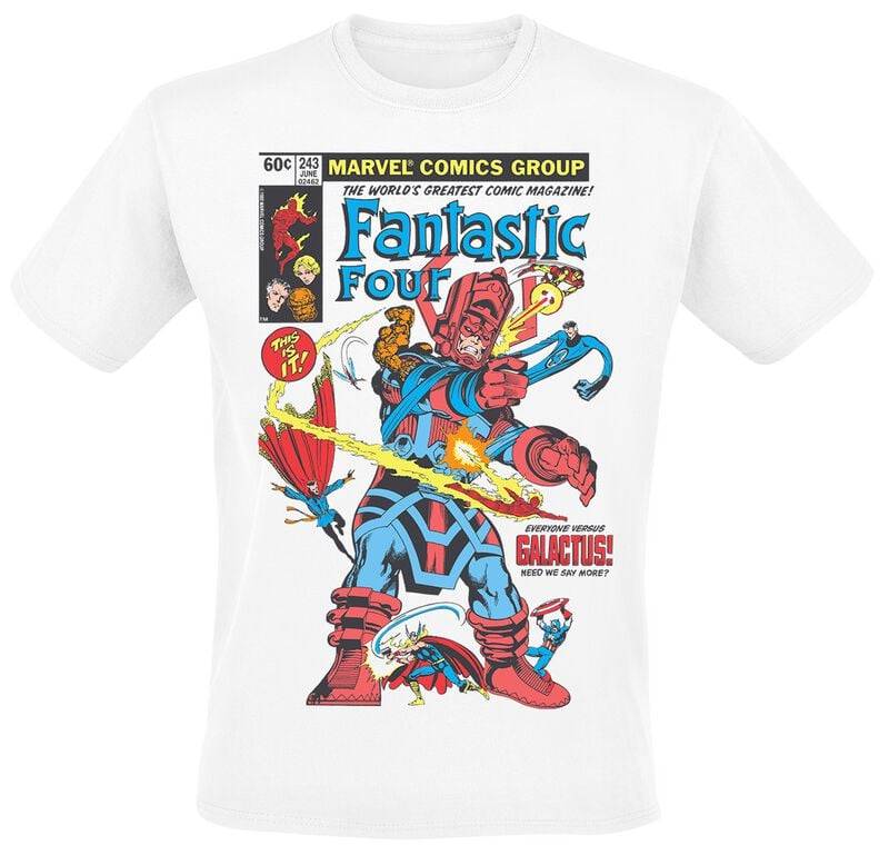 Fantastic Four - Marvel T-Shirt - First Comic Cover - S bis XXL - für Männer - Größe S - weiß  - Lizenzierter Fanartikel von Fantastic Four
