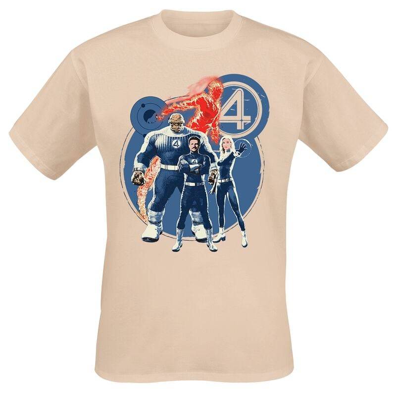 Fantastic Four - Marvel T-Shirt - Group Bubble - S bis XXL - für Männer - Größe L - sand  - Lizenzierter Fanartikel von Fantastic Four