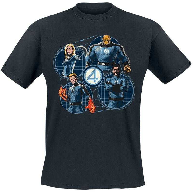 Fantastic Four - Marvel T-Shirt - Group Grid Circle - S bis XXL - für Männer - Größe M - schwarz  - Lizenzierter Fanartikel von Fantastic Four