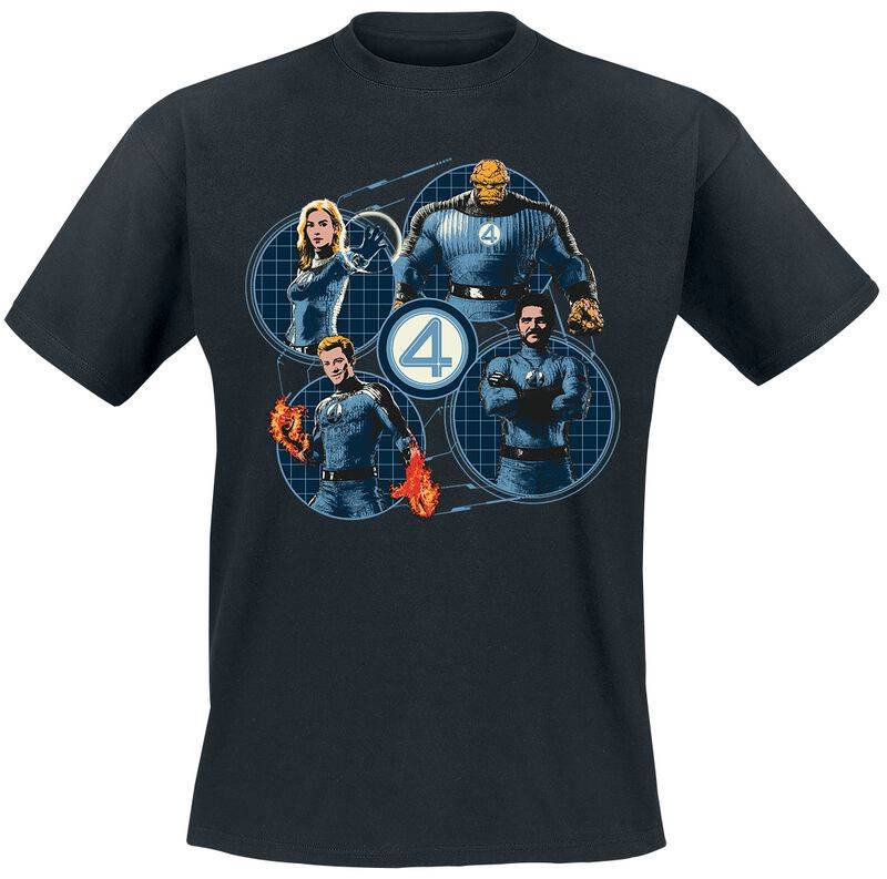 Fantastic Four - Marvel T-Shirt - Group Grid Circle - S bis XXL - für Männer - Größe XXL - schwarz  - Lizenzierter Fanartikel von Fantastic Four