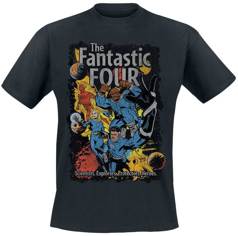 Fantastic Four - Marvel T-Shirt - Scientists Explorers Protectors Heroes - S bis XXL - für Männer - Größe XL - schwarz  - Lizenzierter Fanartikel von Fantastic Four