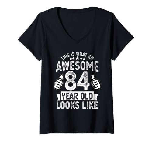 Damen So sieht ein toller 84-Jähriger lustig aus 84 Jahre alt T-Shirt mit V-Ausschnitt Damen So sieht ein toller 84-Jähriger lustig aus 84 Jahre alt T-Shirt mit V-Ausschnitt von Fantastische 84-jährige Geschenke für Männer und