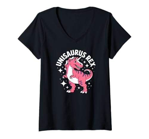 Damen Unisaurus Rex Einhorn Dinosaurier Magie T-Shirt mit V-Ausschnitt Damen Unisaurus Rex Einhorn Dinosaurier Magie T-Shirt mit V-Ausschnitt von Fantasy Creature Unicorn Dinosaur Magic