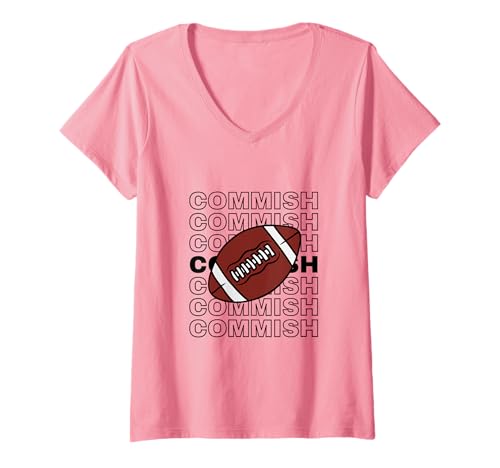 Damen Commissioner Draft Fantasy Football Respektiere die Commish T-Shirt mit V-Ausschnitt Damen Commissioner Draft Fantasy Football Respektiere die Commish T-Shirt mit V-Ausschnitt von Fantasy Football Commish Draft Party Gifts