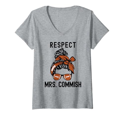 Damen Entwurf von Frau Commish, Fantasy-Football-Kommissarin, Ehefrau T-Shirt mit V-Ausschnitt Damen Entwurf von Frau Commish, Fantasy-Football-Kommissarin, Ehefrau T-Shirt mit V-Ausschnitt von Fantasy Football Commish Shirts Commissioner Gift