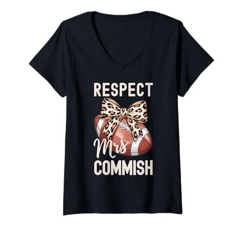 Damen Entwurf von Frau Commish, Fantasy-Football-Kommissarin, Ehefrau T-Shirt mit V-Ausschnitt Damen Entwurf von Frau Commish, Fantasy-Football-Kommissarin, Ehefrau T-Shirt mit V-Ausschnitt von Fantasy Football Commish Shirts Coquette Bow Gift