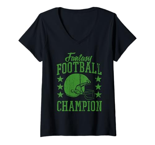 Damen Fantasy Football Champion – Amerikanisch, USA Sport, Draft Game T-Shirt mit V-Ausschnitt von Fantasy Football Designs