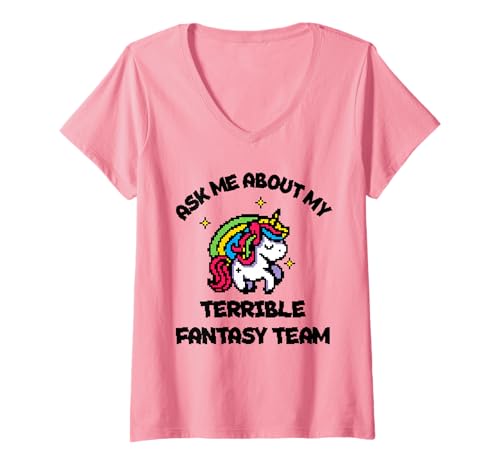 Damen I Suck at Fantasy Fußball Einhorn Regenbogen Loser Männer Frauen T-Shirt mit V-Ausschnitt Damen I Suck at Fantasy Fußball Einhorn Regenbogen Loser Männer Frauen T-Shirt mit V-Ausschnitt von Fantasy Football Loser Shirts