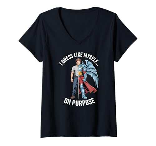 Damen Ich kleide Mich absichtlich wie ich selbst Fantasy Cosplay Hero T-Shirt mit V-Ausschnitt Damen Ich kleide Mich absichtlich wie ich selbst Fantasy Cosplay Hero T-Shirt mit V-Ausschnitt von Fantasy Hero Apparel Gifts by Anastasia