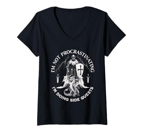 Damen Ich zögere Nicht, ich Mache Nebenquests Dragon Gamer T-Shirt mit V-Ausschnitt Damen Ich zögere Nicht, ich Mache Nebenquests Dragon Gamer T-Shirt mit V-Ausschnitt von Fantasy RPG Gamer Wear
