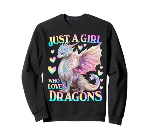 Nur ein Mädchen, das Drachen liebt - Regenbogendrache Sweatshirt Nur ein Mädchen, das Drachen liebt - Regenbogendrache Sweatshirt von Fantasy Rainbow Dragon Lover Co.