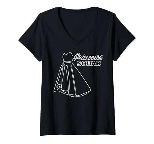 Damen Prinzessinnen Squad Kleid Mädchen Spaß Gruppe T-Shirt mit V-Ausschnitt von Fantasy Rollenspiel Freundinnen Outfit Fans