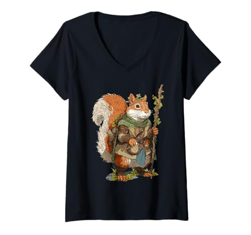 Damen Fantasy Eichhörnchen Druide für Männer T-Shirt mit V-Ausschnitt Damen Fantasy Eichhörnchen Druide für Männer T-Shirt mit V-Ausschnitt von Fantasy Squirrel Druid Co